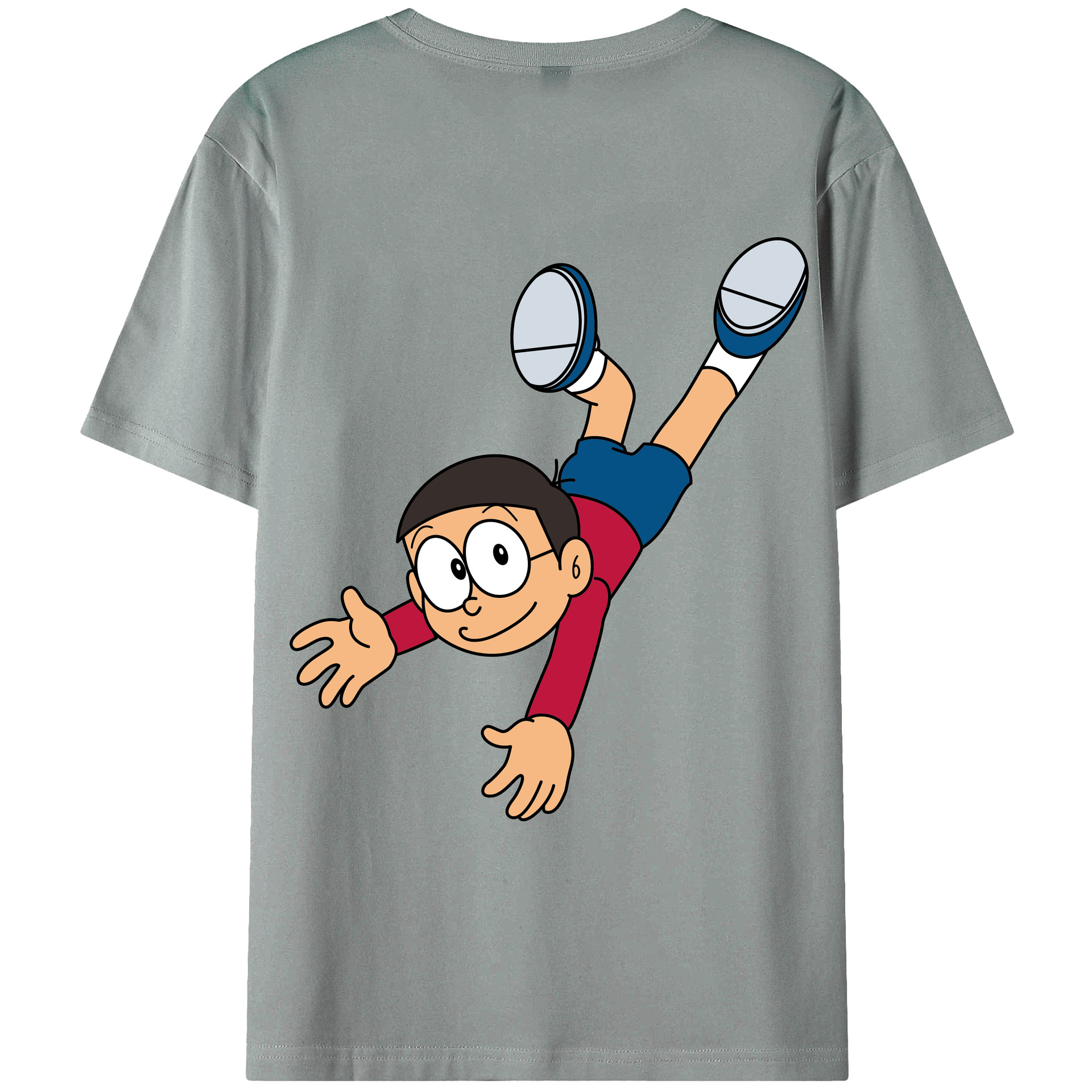 （画像用） ドラえもん 野比 のび太 Doraemon Nobita Nobi 綿100％ メンズ半袖Tシャツ（バックプリント） 通気性